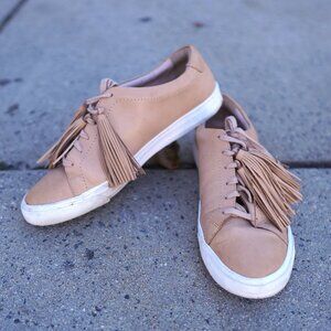 Loeffler Randall Logan Tassel Sneaker Nude Leather 10.6" Footbed Quiet Luxury